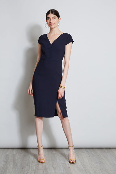 V-neck Slit Sheath Bodycon Dress/Sheath Dress