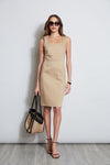 Sophisticated Sheath Zig Zag Print Square Neck Sleeveless Sheath Dress/Midi Dress