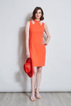 Sheath Sleeveless Mock Neck Cutout Sheath Dress