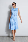 Sleeveless Belted Pocketed Tiered Midi Dress With a Sash