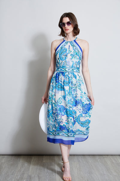 General Print Halter Spring Summer Midi Dress