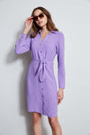 Spring Asymmetric Self Tie Pocketed Tie Waist Waistline Shirt Dress