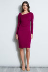 Long Sleeves Ruched Asymmetric Dress