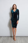 Sexy V-neck Long Sleeves Ruched Fitted Bodycon Dress