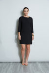 3/4 Sleeves Pleated Asymmetric Shift Dress