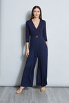 V-neck Flowy Belted Pleated Jumpsuit