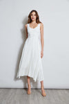 Ribbed Pleated Sleeveless Spring Midi Dress