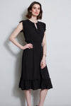 V-neck Flutter Sleeves Smocked Little Black Dress/Midi Dress With Ruffles