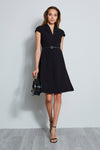 Short Sleeves Sleeves Belted Pleated Dress