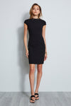 Mock Neck Darts Fitted Front Zipper Bodycon Dress