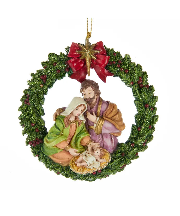Glittered Nativity Ornament with The Holy Family