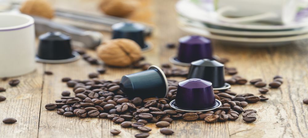 coffee pods with beans