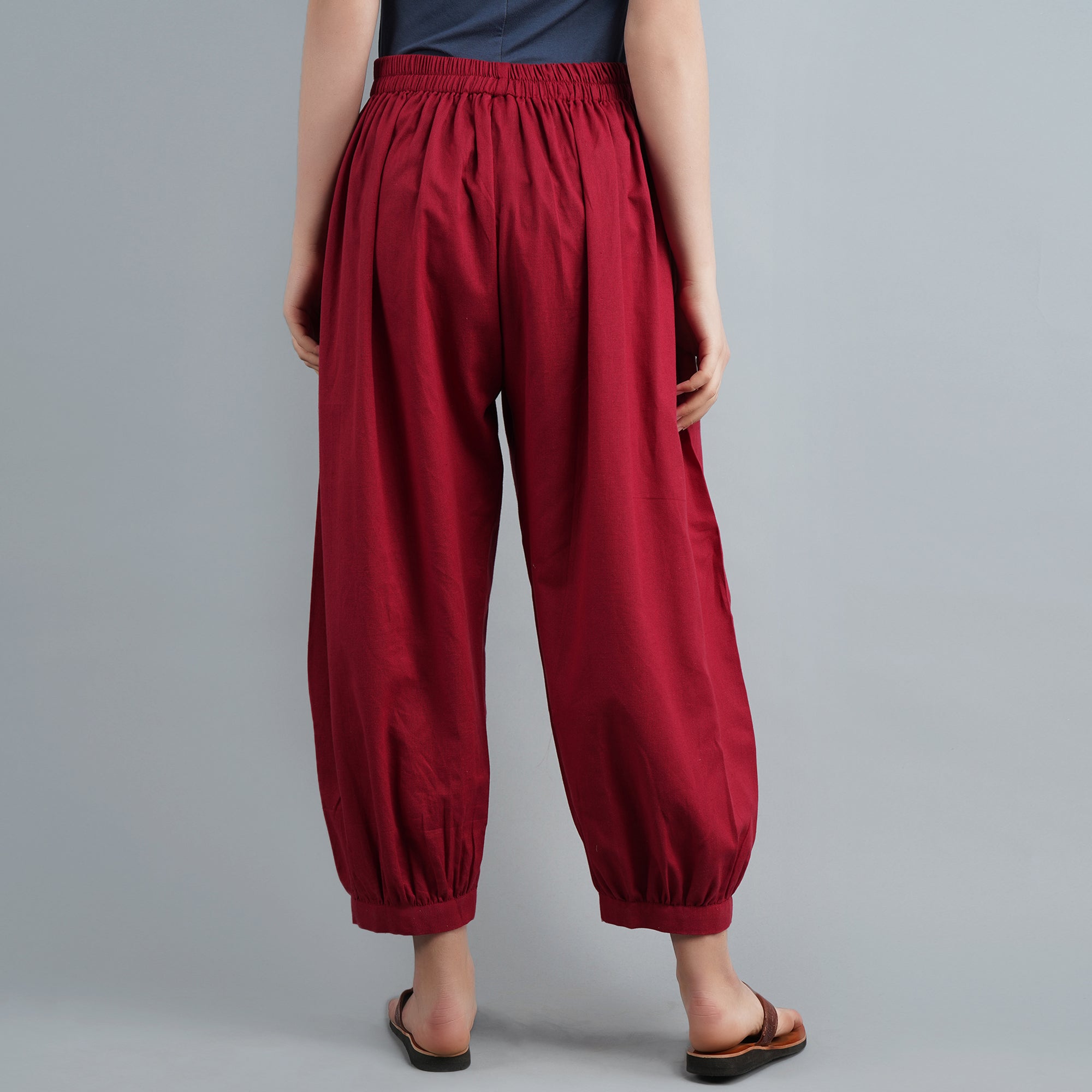 Casual Style Linen Blend Harem Trousers Long Dark Red Hippie Pants for  Woman in Dark Red One Size | Hippie pants, Pants for women, Harem trousers