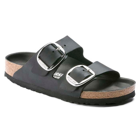 The Birkenstock Arizona Big Buckle sandal in black from Lucky Shoes showcases one of the standout features of Birkenstock- the arch support.