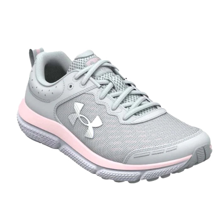 Big Girl Under Armour Assert 10 Wide in Halo Gray/Pink Sugar/Iridescent