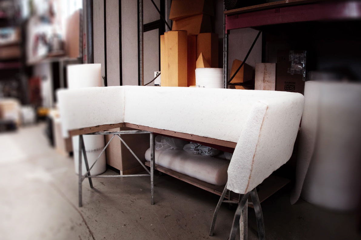 Sustainable Sofa in the making at D3CO workshop - Step by Step process to a plastic free sofa