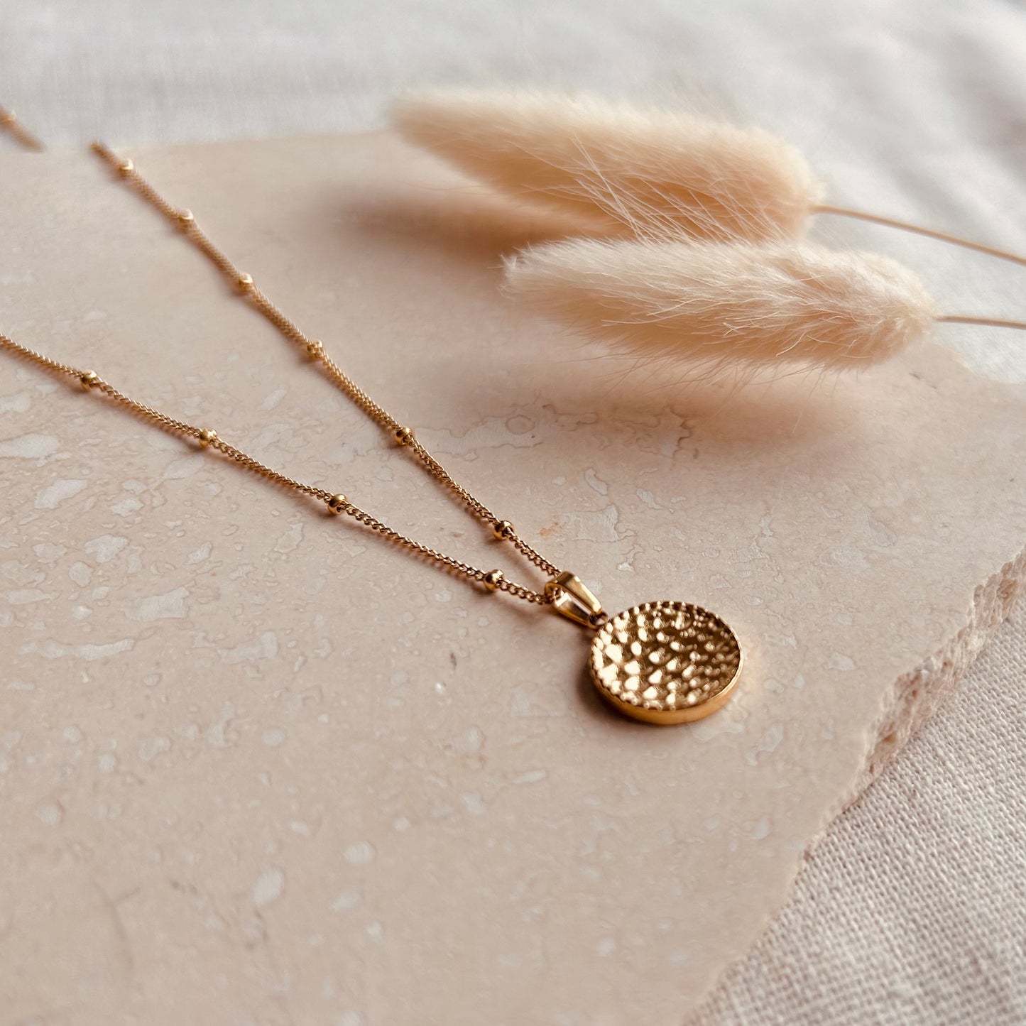 Hammered gold shop coin necklace