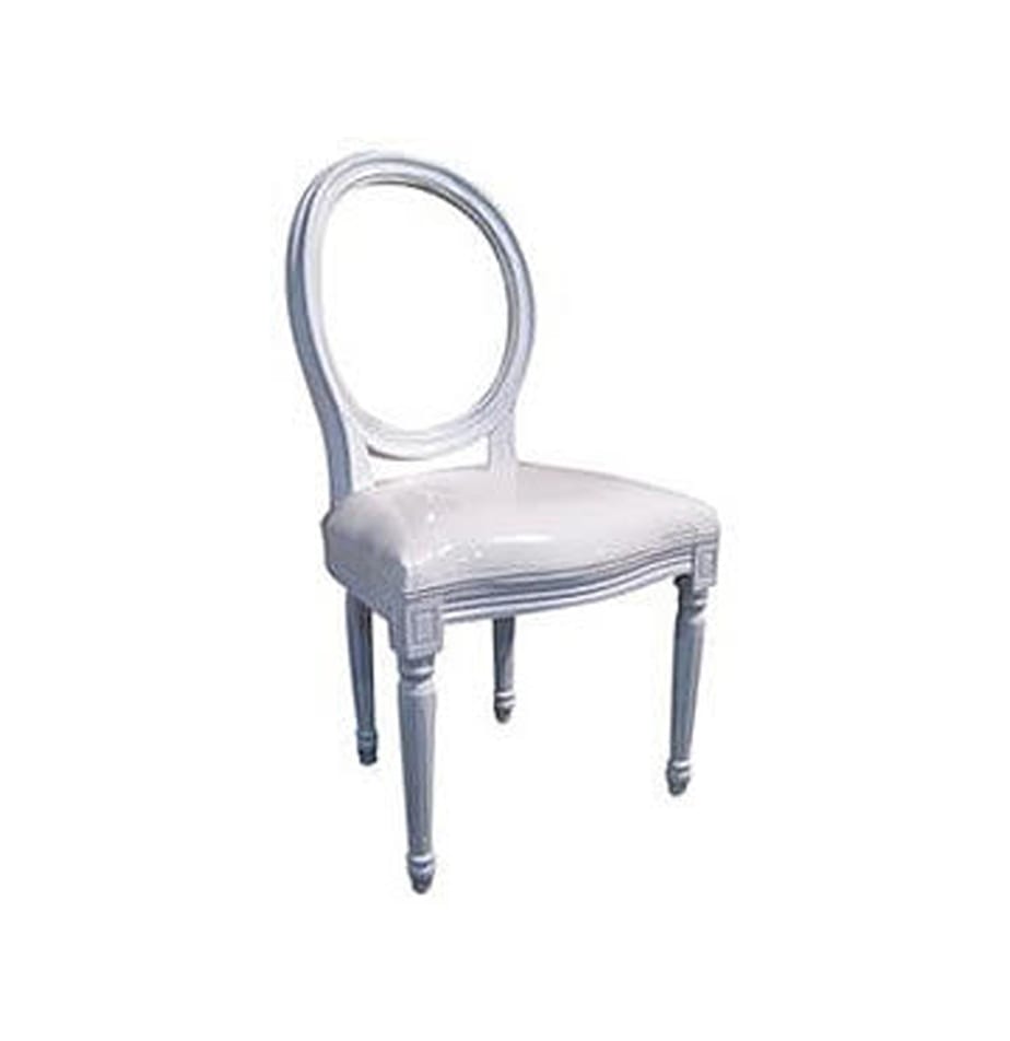 King Louis Chair – Antique Wood Fabric Back – Professional Party Rentals