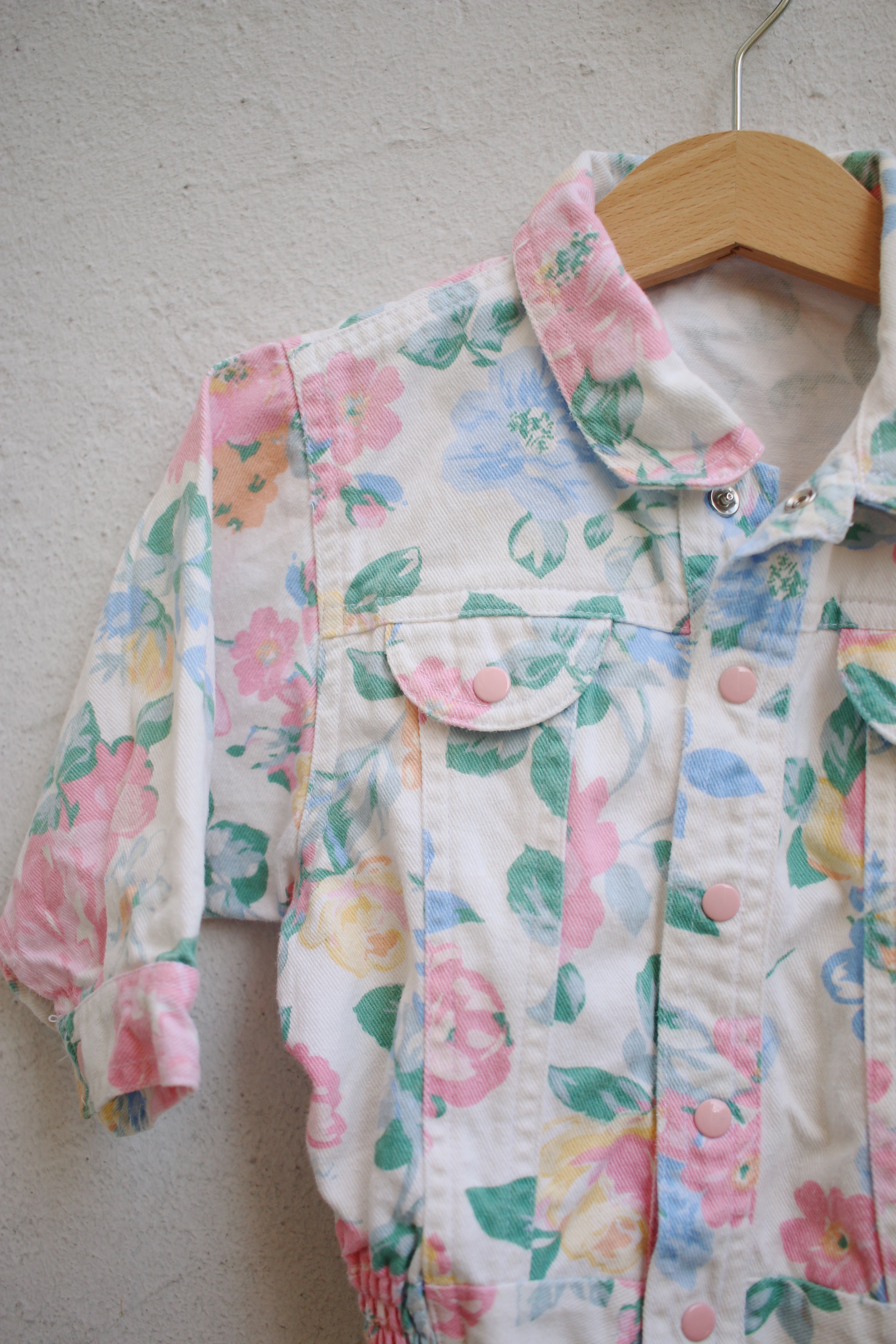 Vintage French floral denim jacket  - size 6-12 months