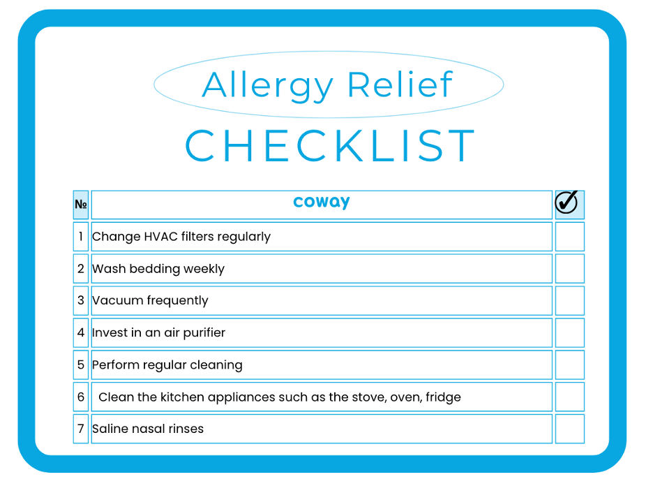 Allergy relief checklist from Cowaymega.