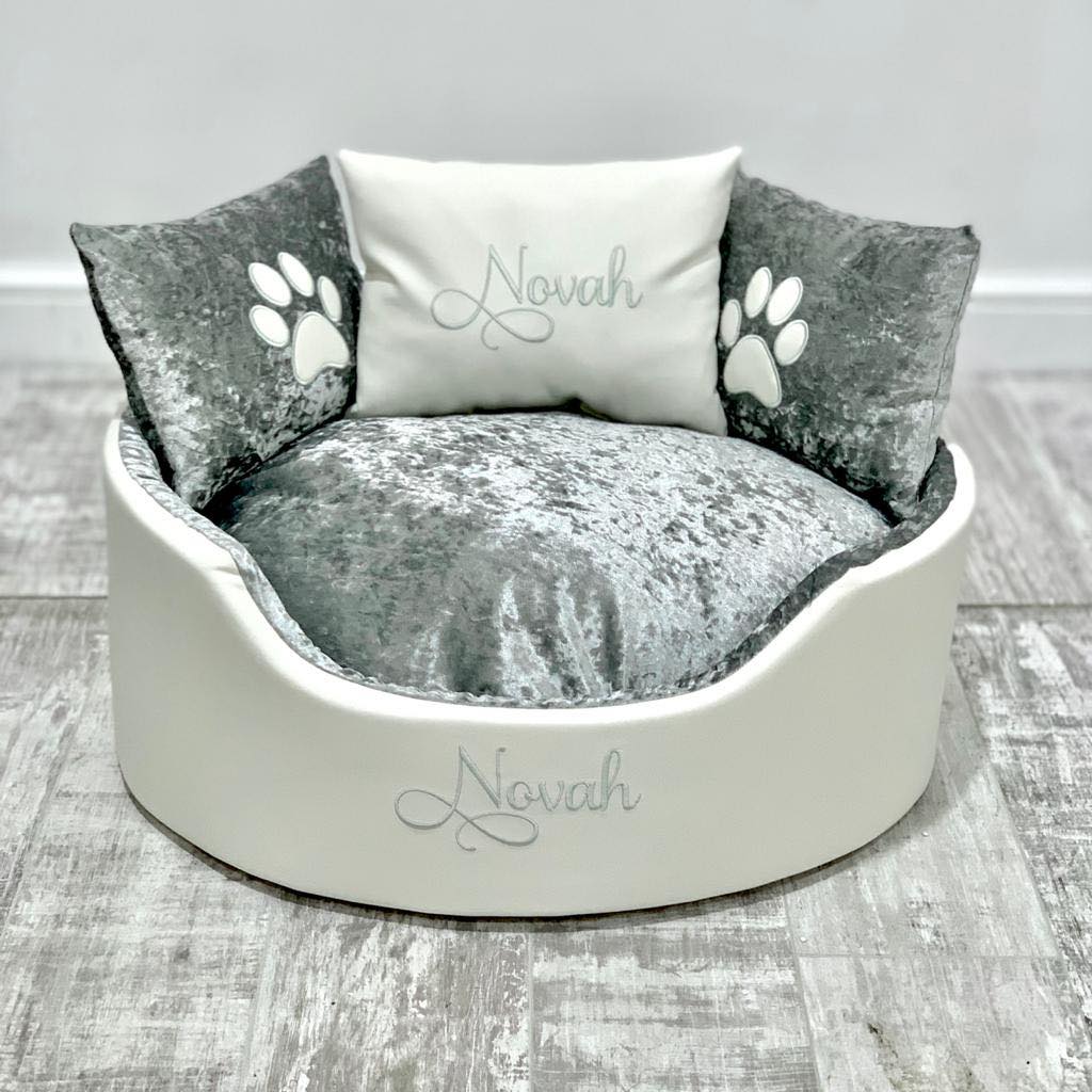 crushed velvet dog bed