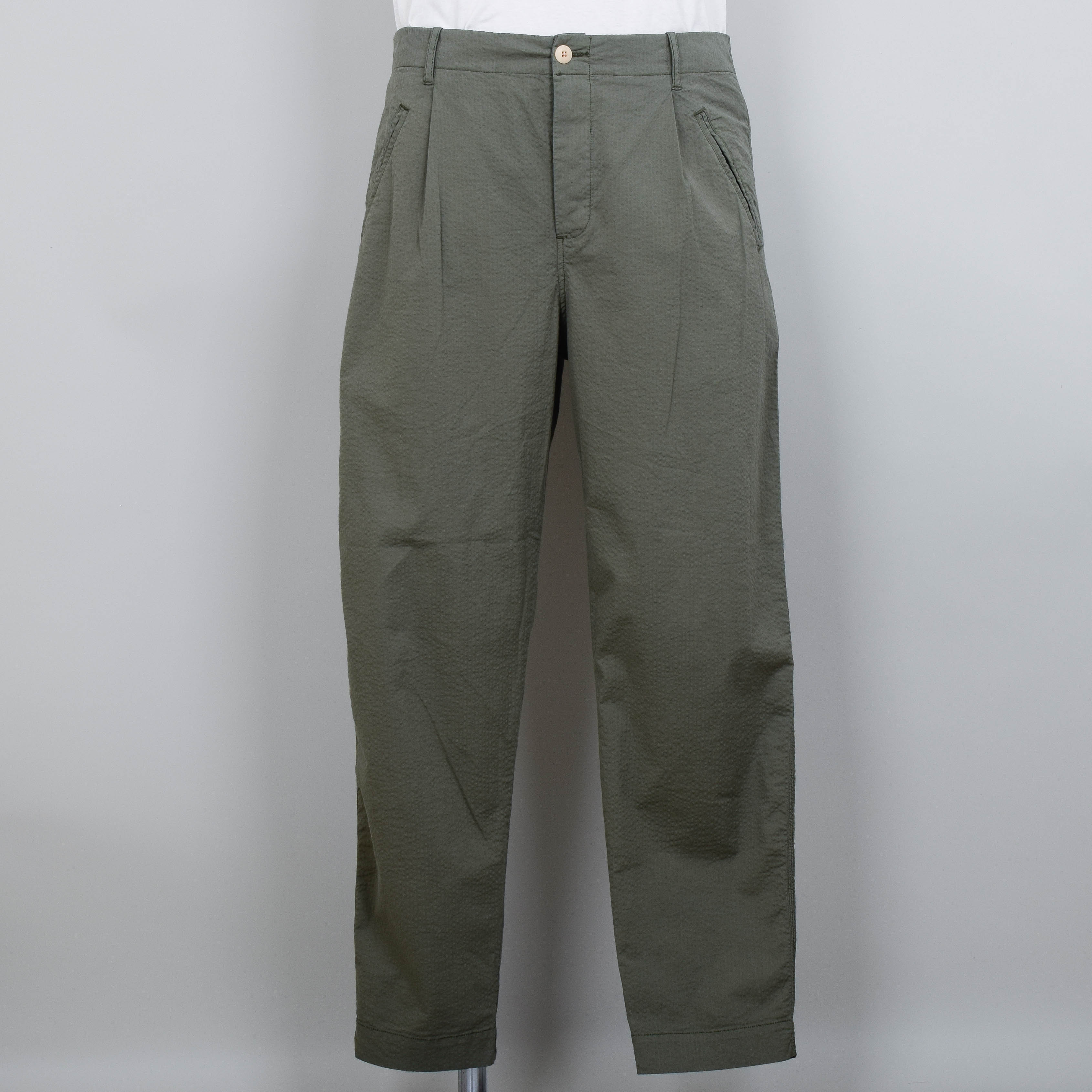 Folk Assembly Pant - Olive Seersucker