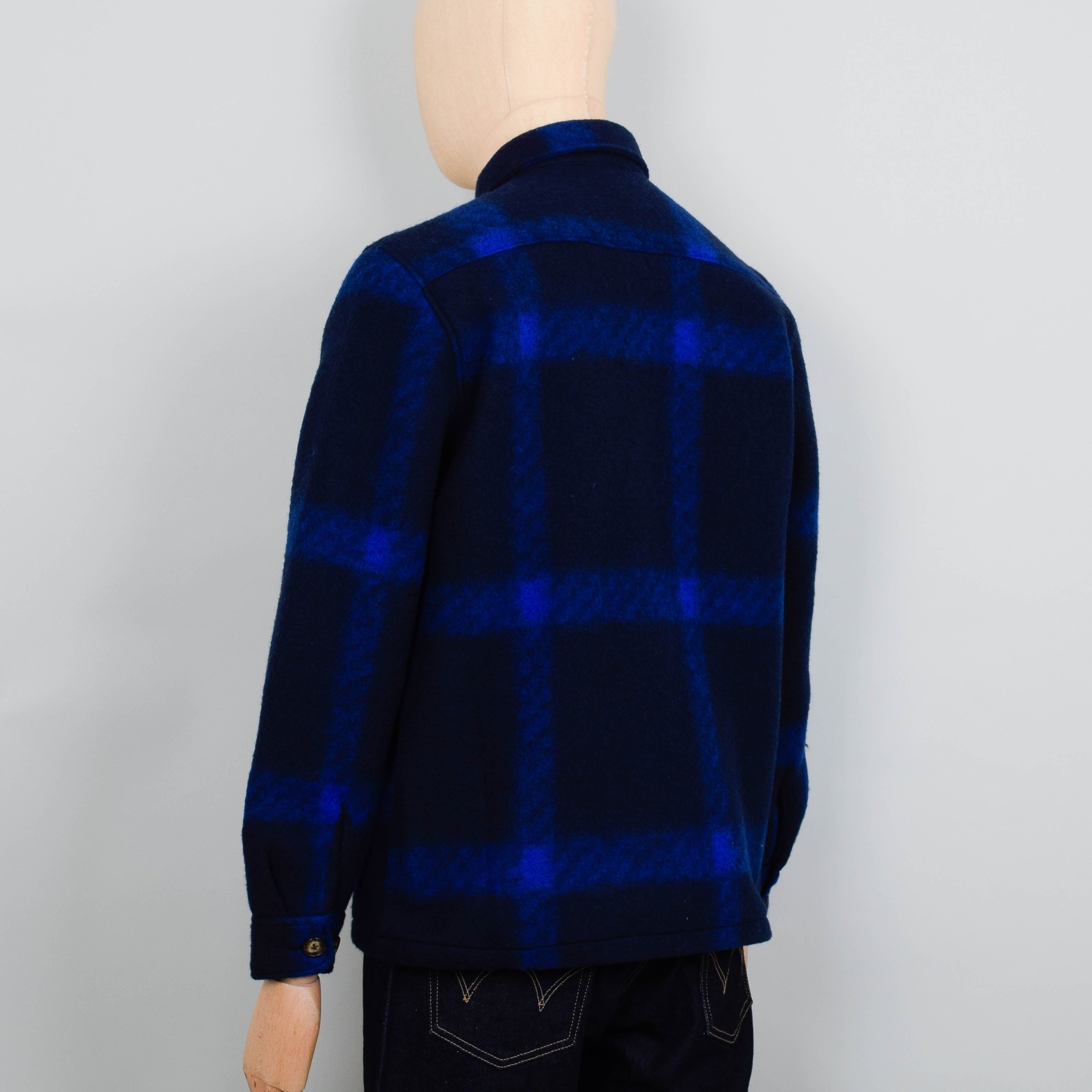 Portuguese Flannel Plaid Fleece Overshirt - Navy