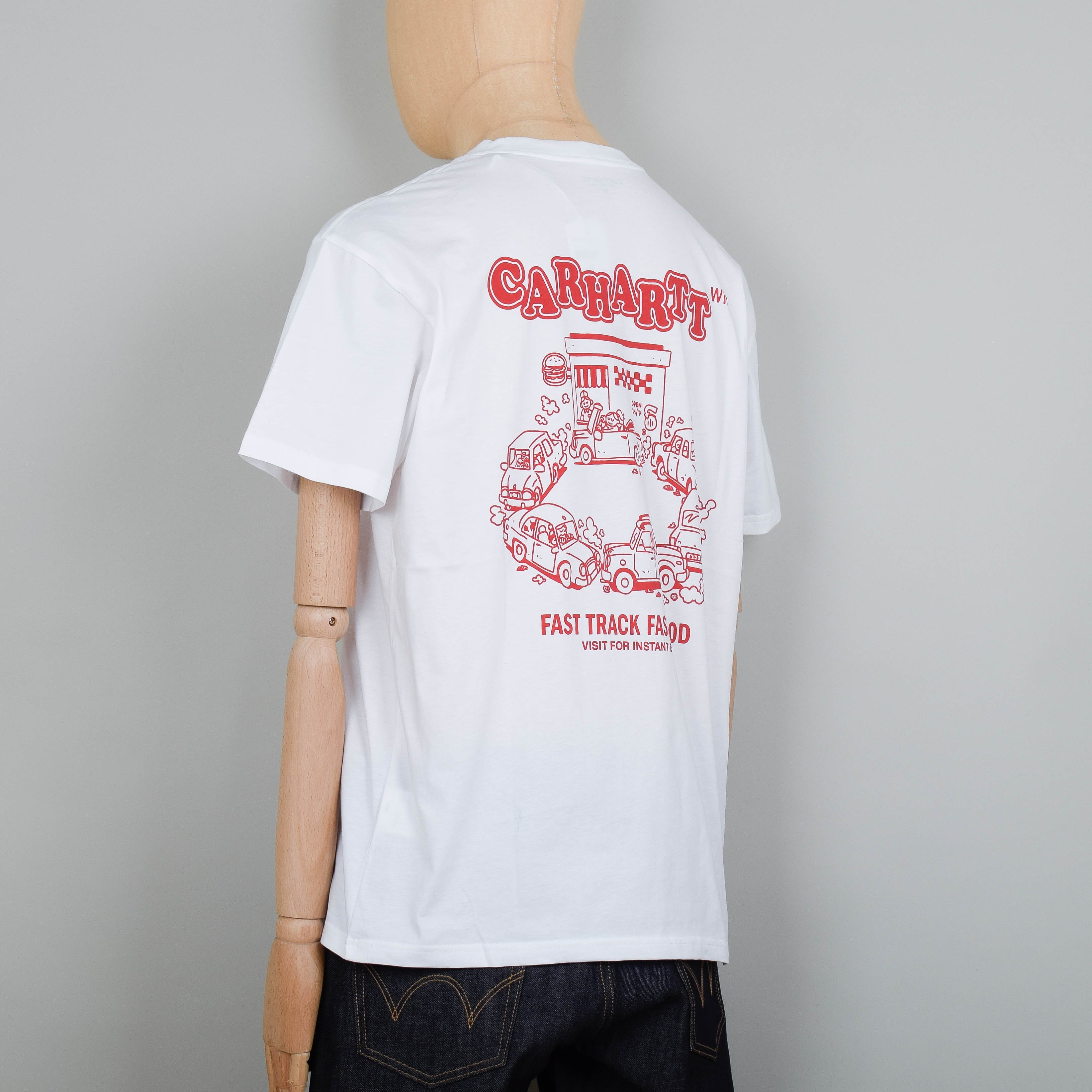 Carhartt WIP S/S Fast Food T-Shirt - White / Red