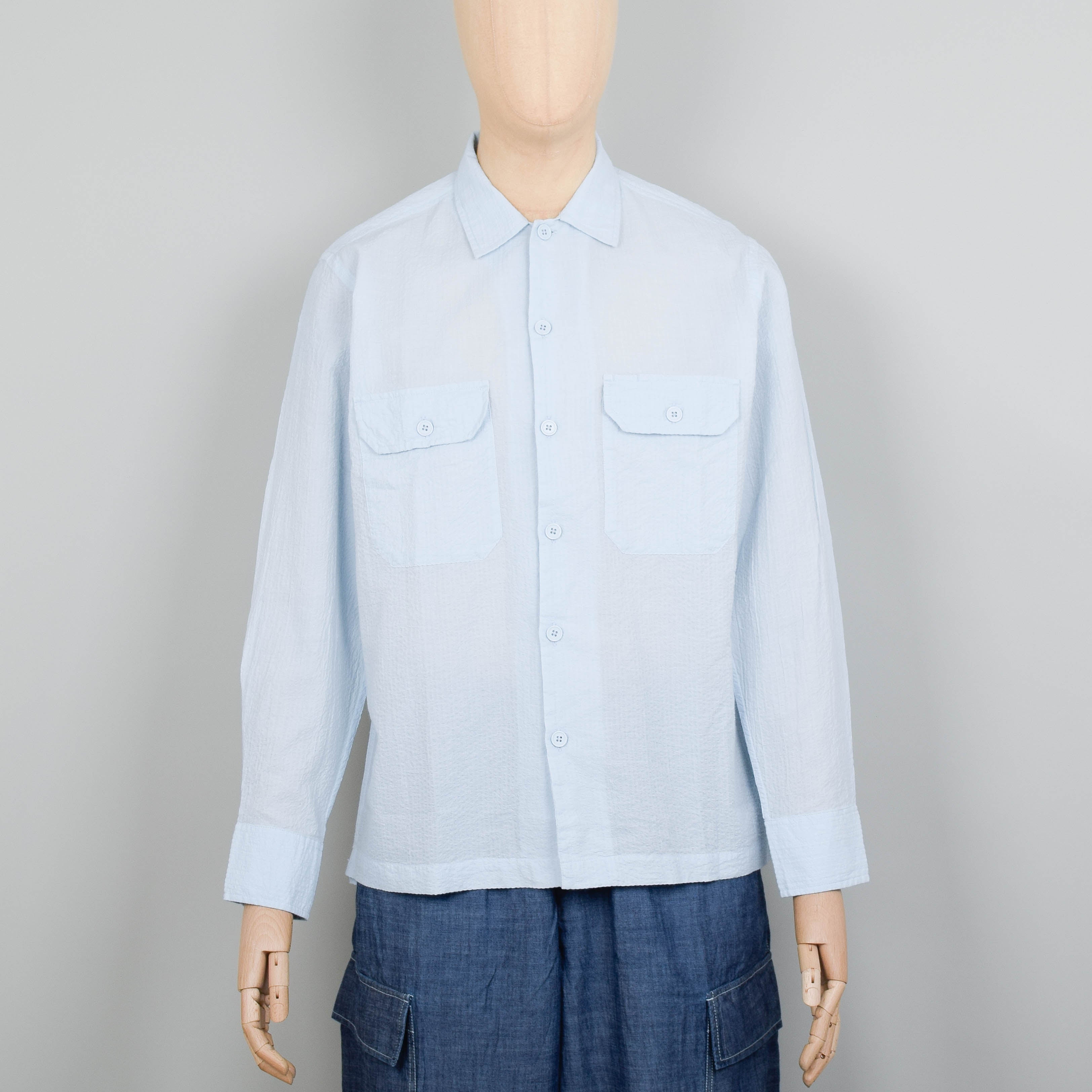 Universal Works Utility Shirt Seersucker - Sky