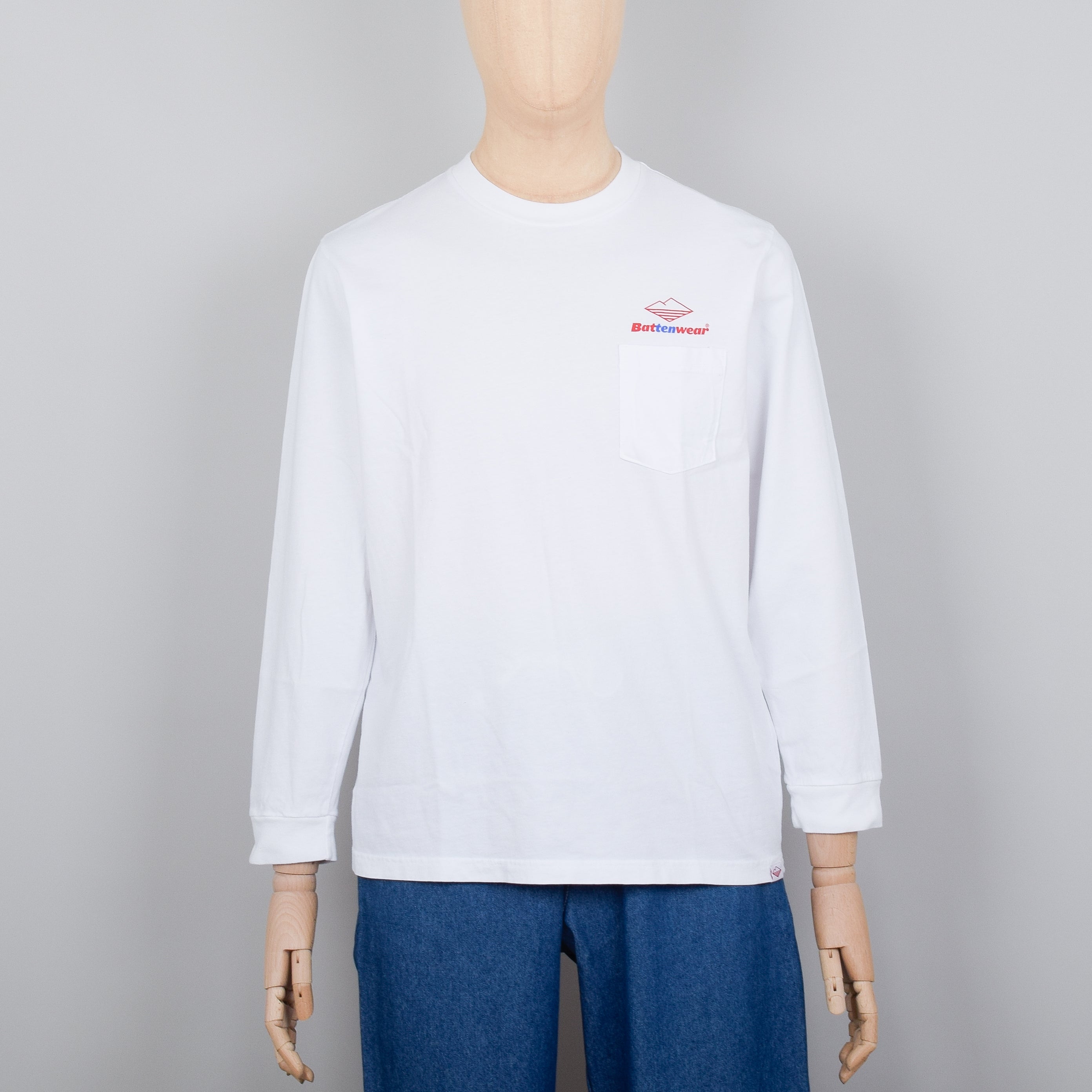 Battenwear Team L/S Pocket Tee - White (10th Anniversary)