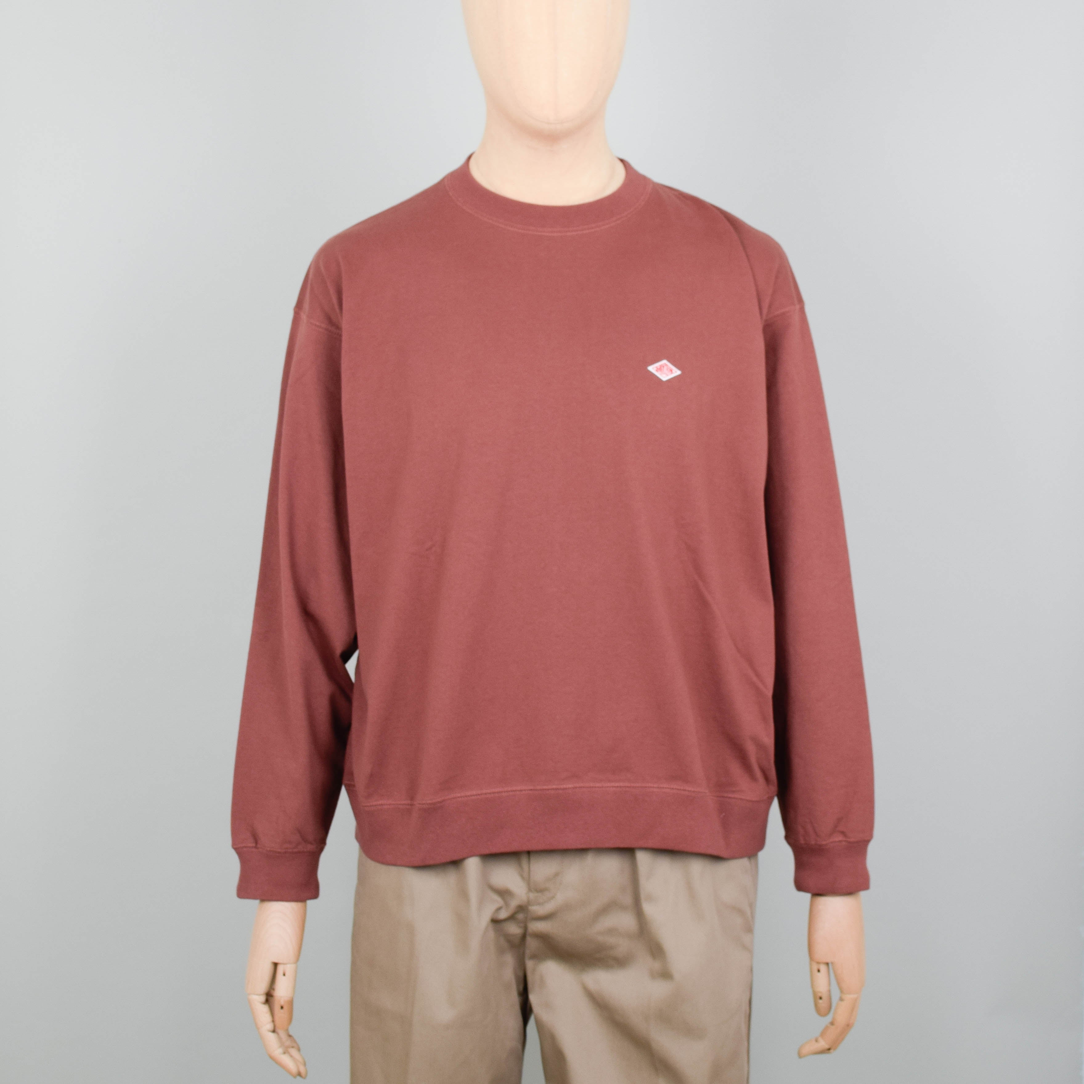 Danton Crew Neck P.O L/S Rib - Reddish Brown