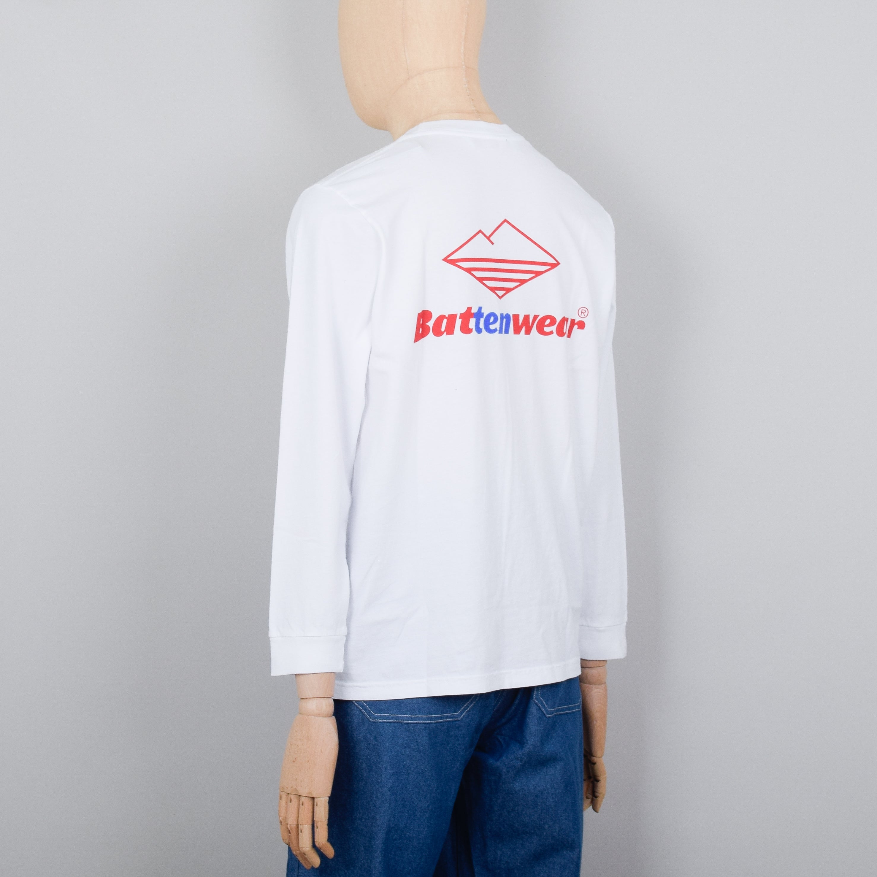 Battenwear Team L/S Pocket Tee - White (10th Anniversary)