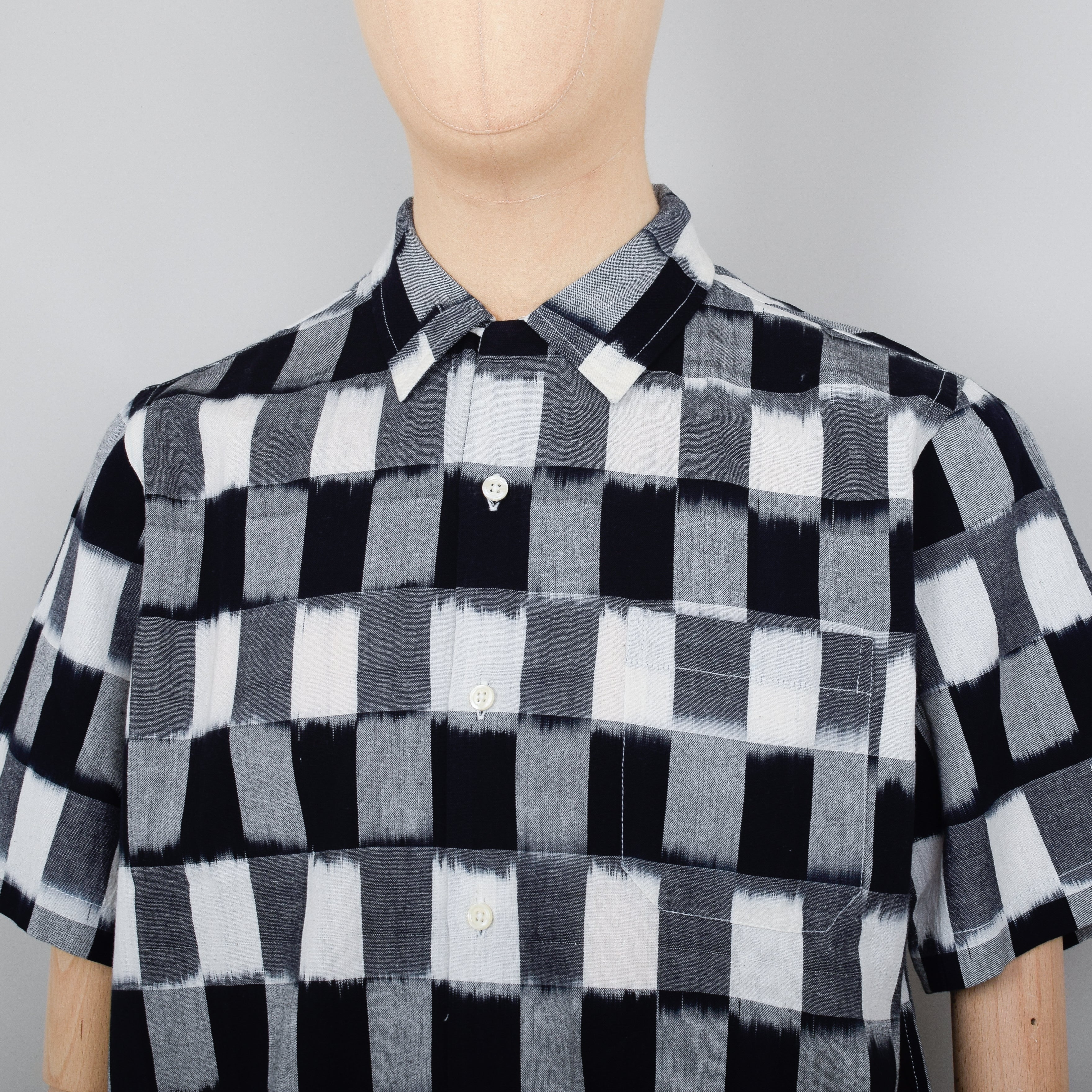 Universal Works Road Shirt Check IKAT - Black/White