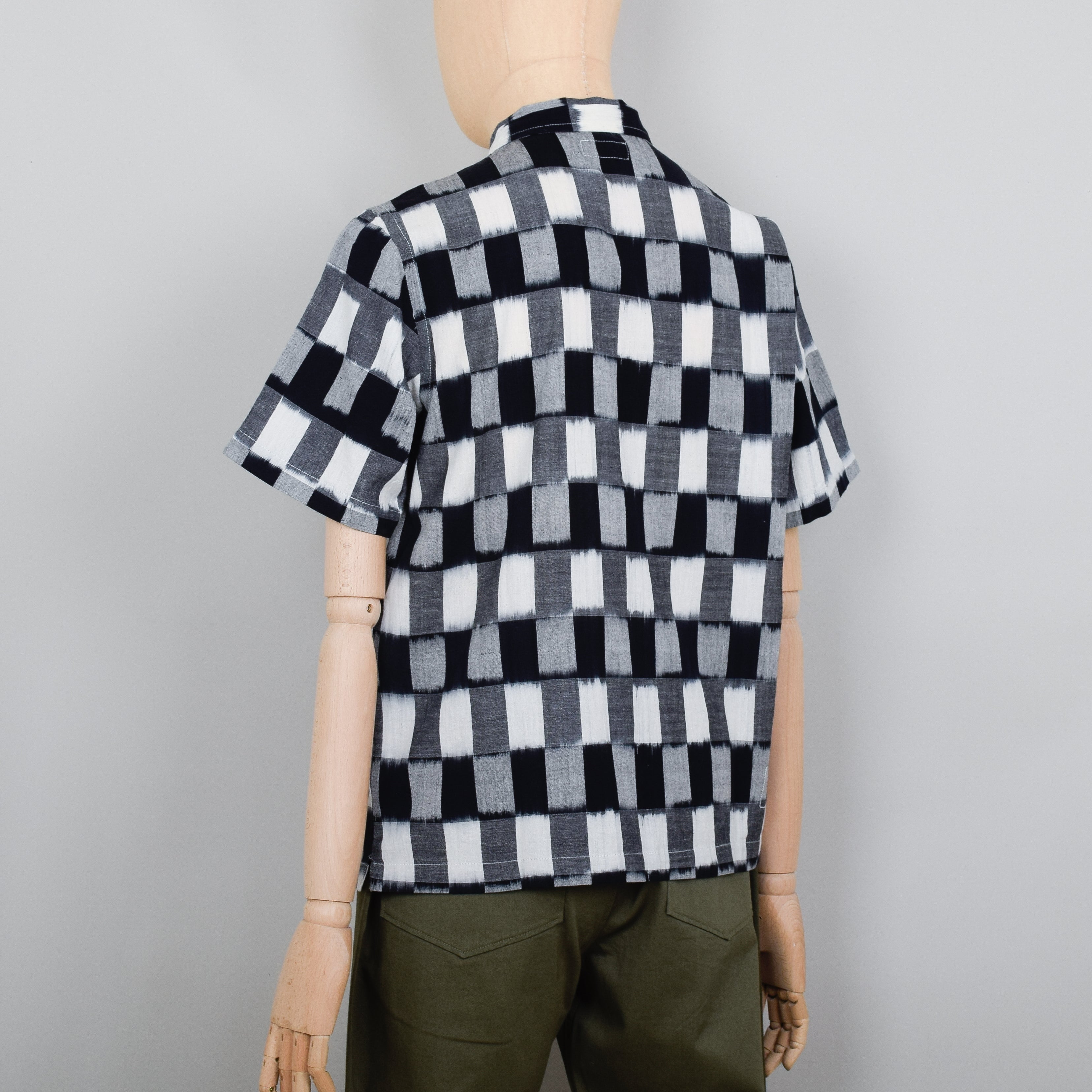 Universal Works Road Shirt Check IKAT - Black/White