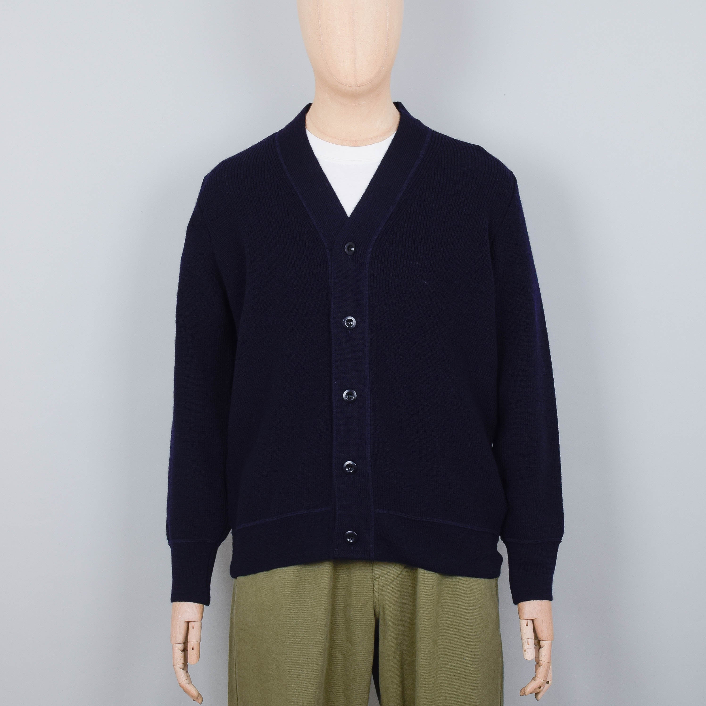 MHL Flatlock Pure Wool Cardigan - Ink