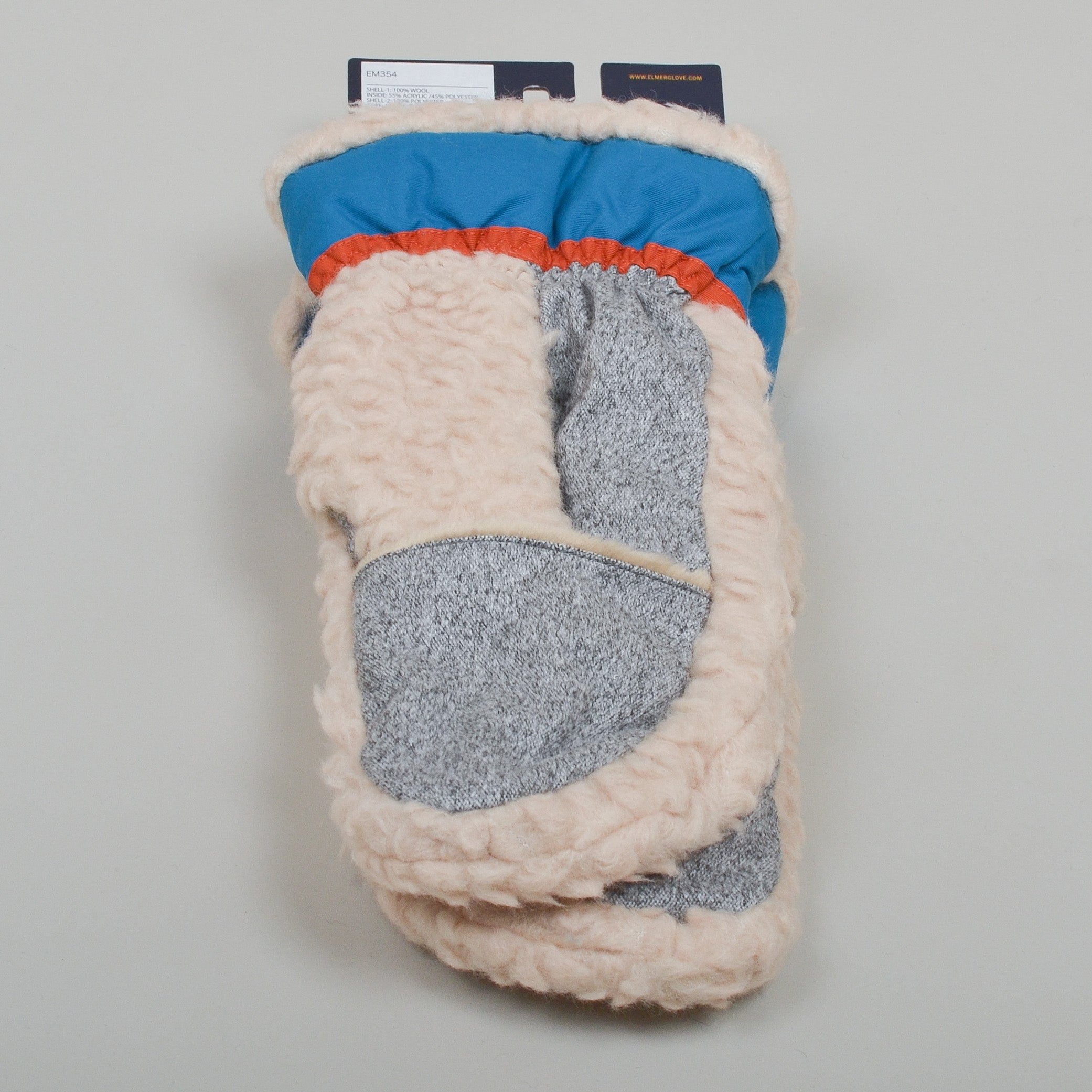 Elmer By Swany EM354 Wool Pile Mitten - Beige/Blue