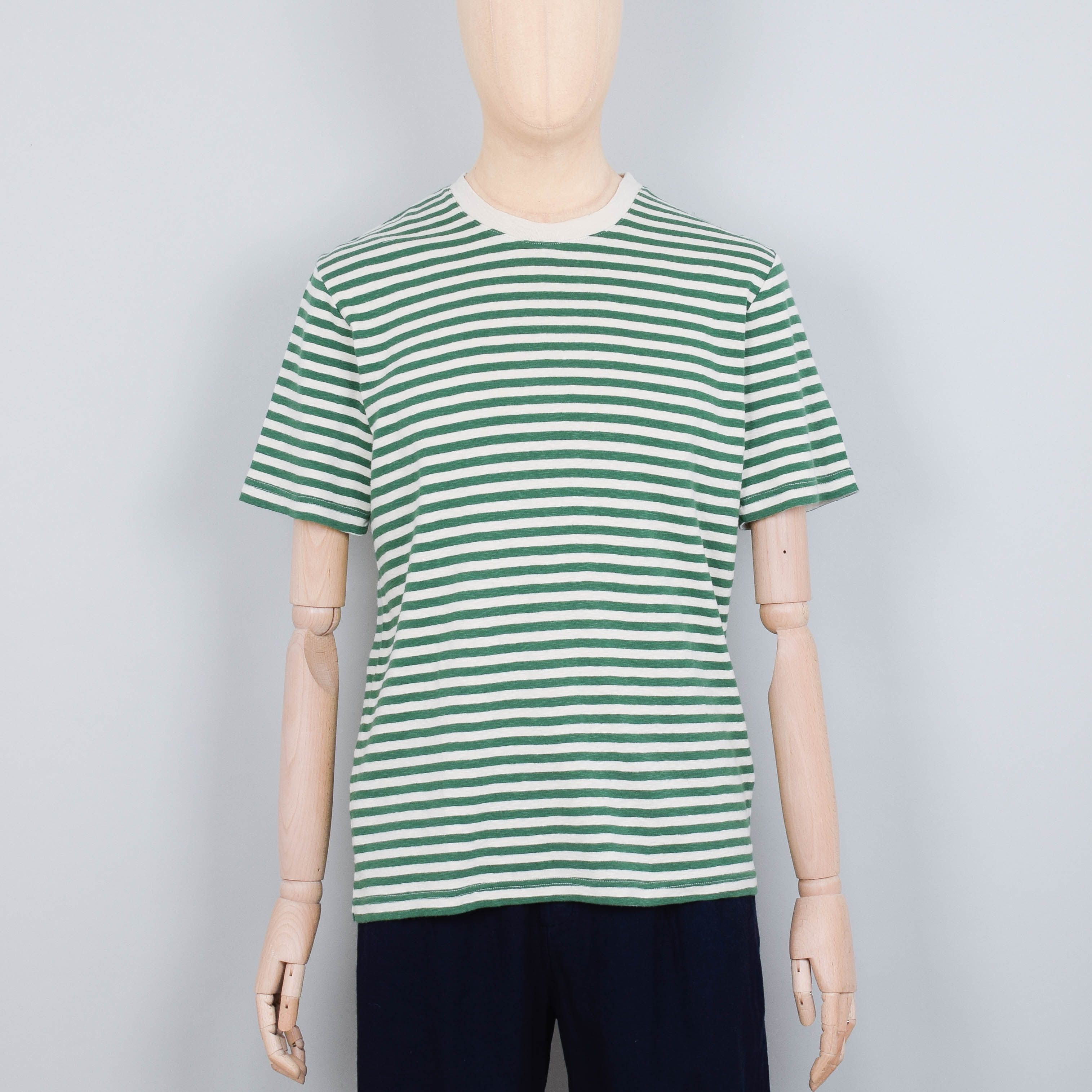 Folk Classic Stripe Tee - Green & Ecru