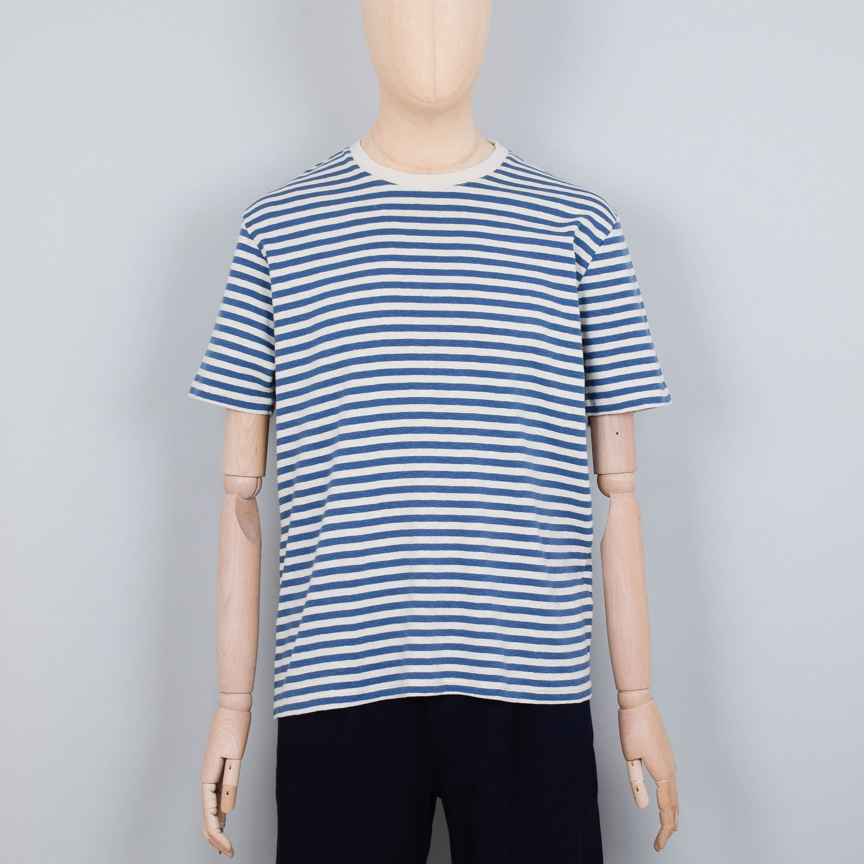 Folk Classic Stripe Tee - Woad & Ecru