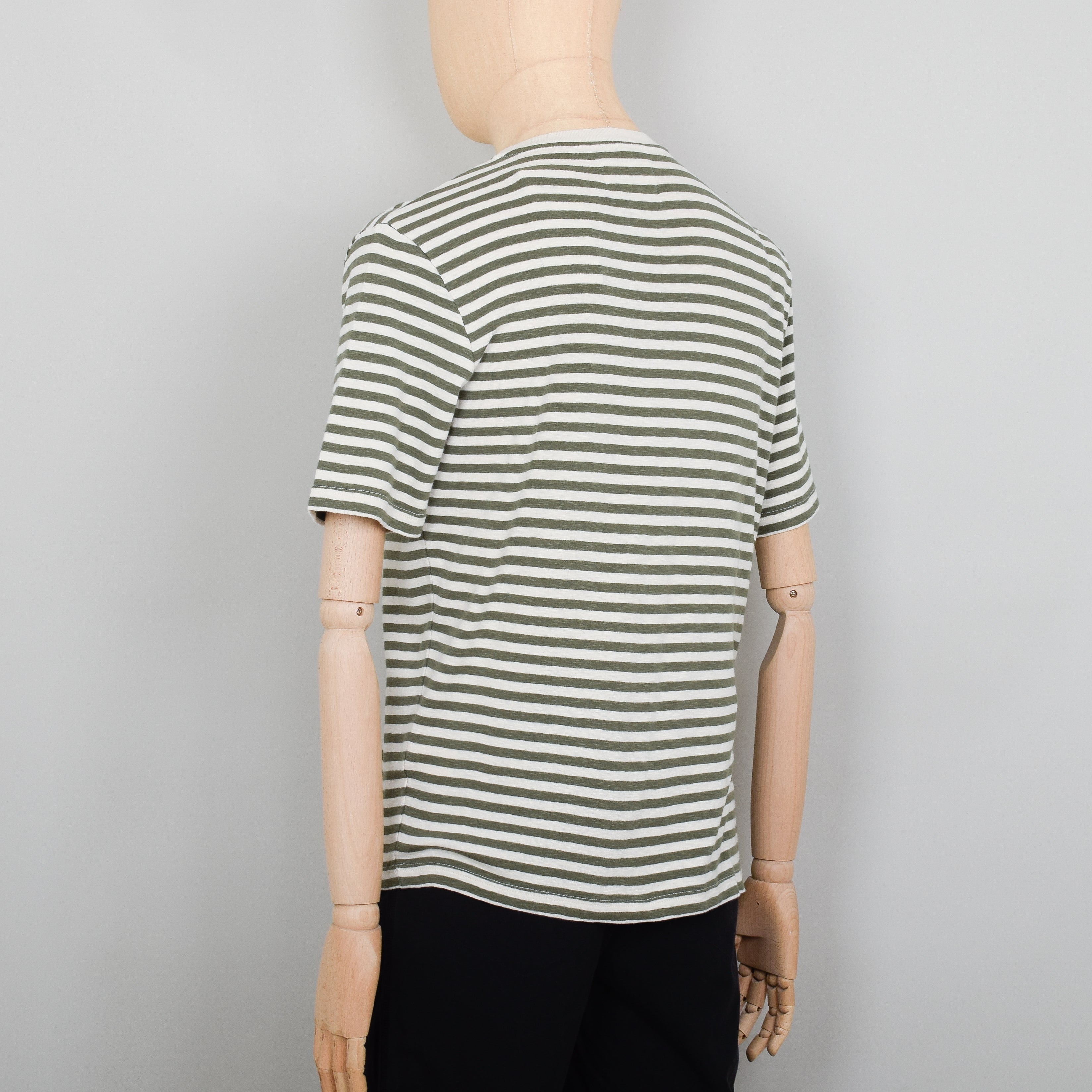 Folk Classic Stripe Tee - Olive/Ecru