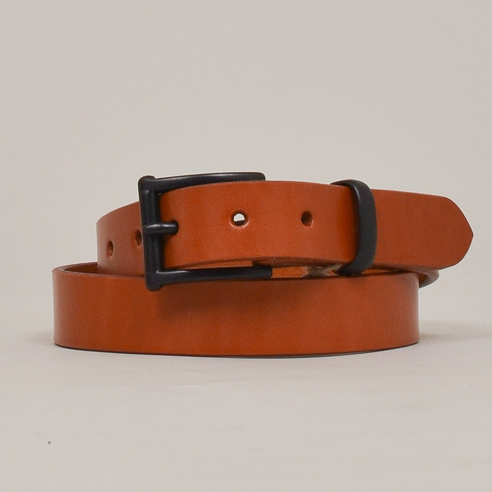 Barnes & Moore Slim English Leather Belt Caramel/Black