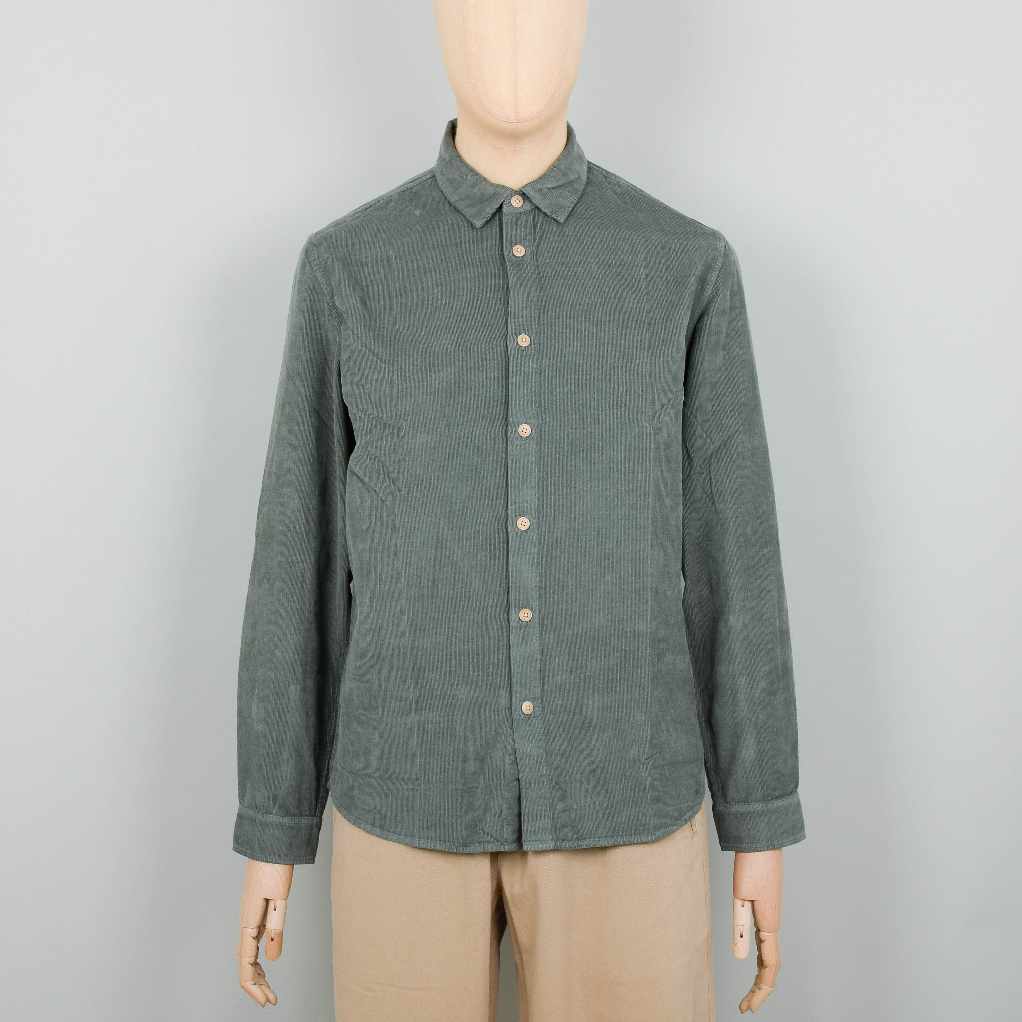 Folk Relaxed Babycord Shirt - Olive