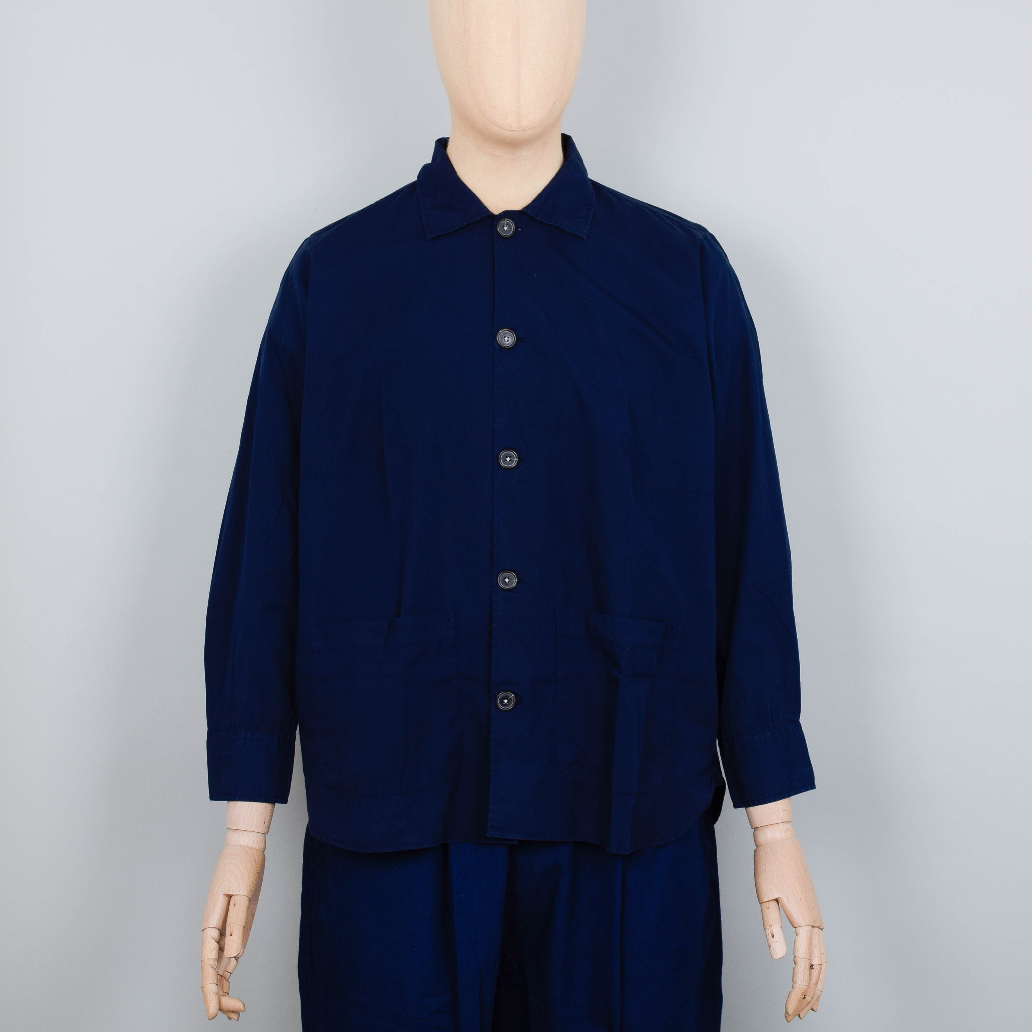 Universal Works Travail Shirt Organic Fine Poplin - Navy