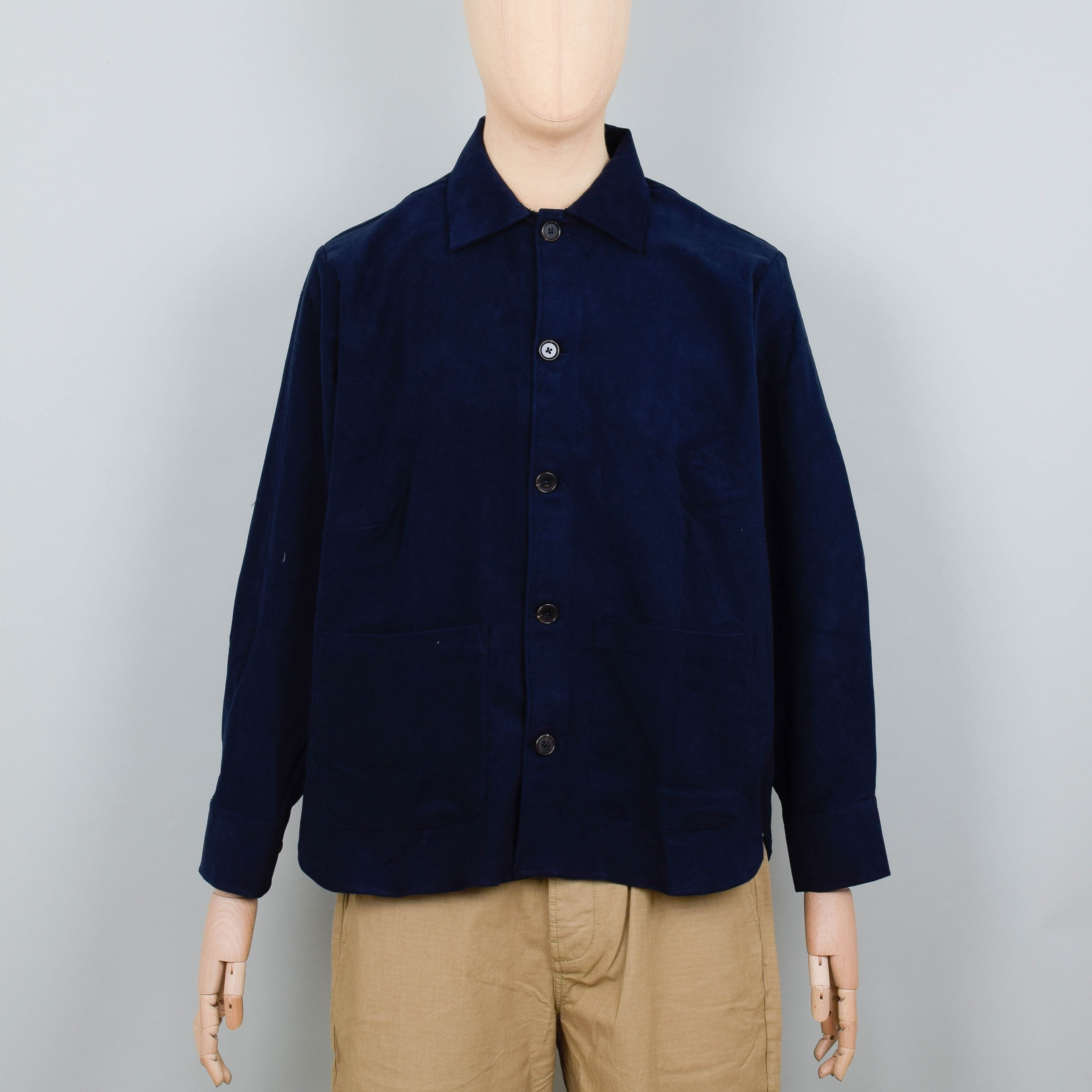 Universal Works Travail Shirt Lightweight Moleskin - Navy