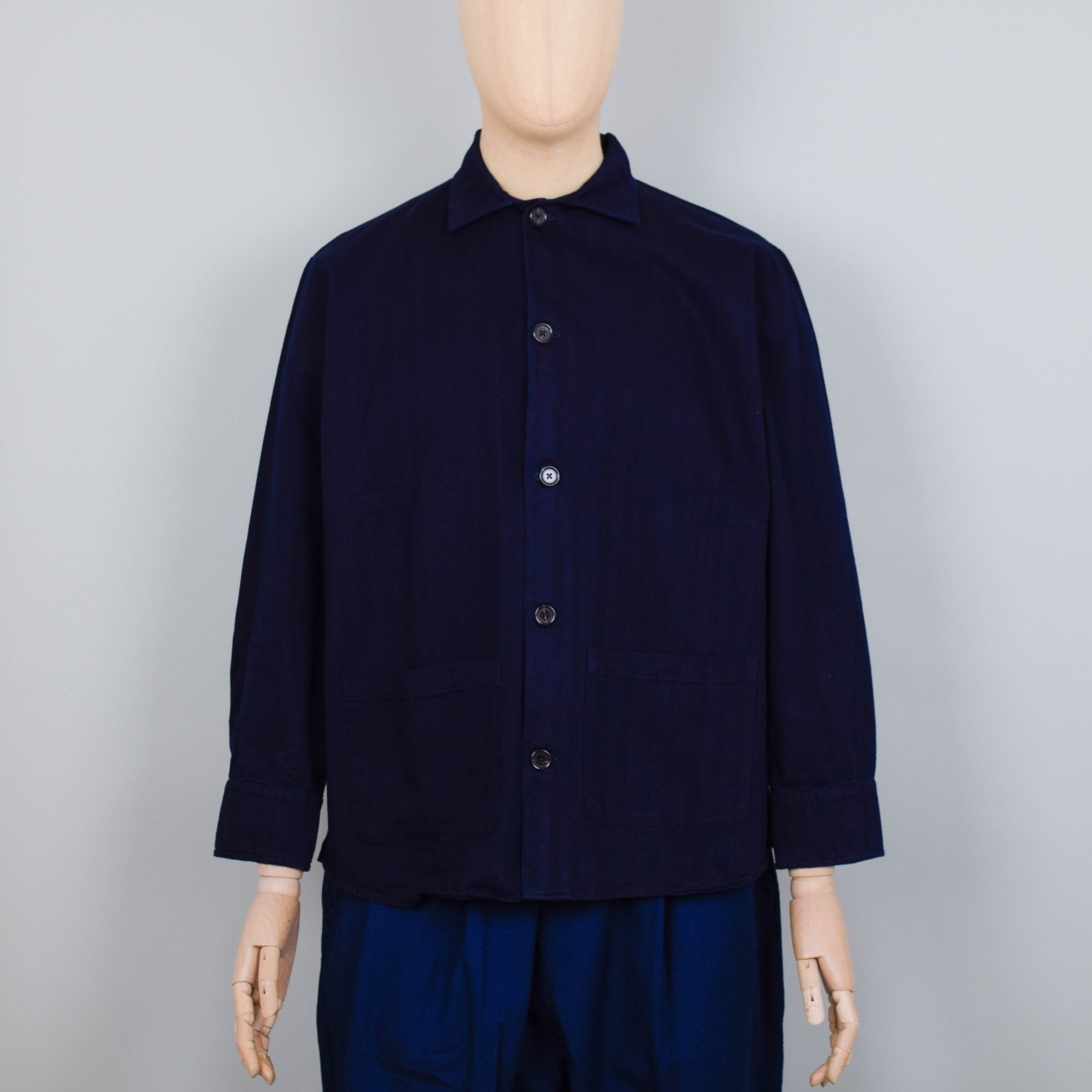 Universal Works Travail Overshirt Herringbone Denim - Indigo