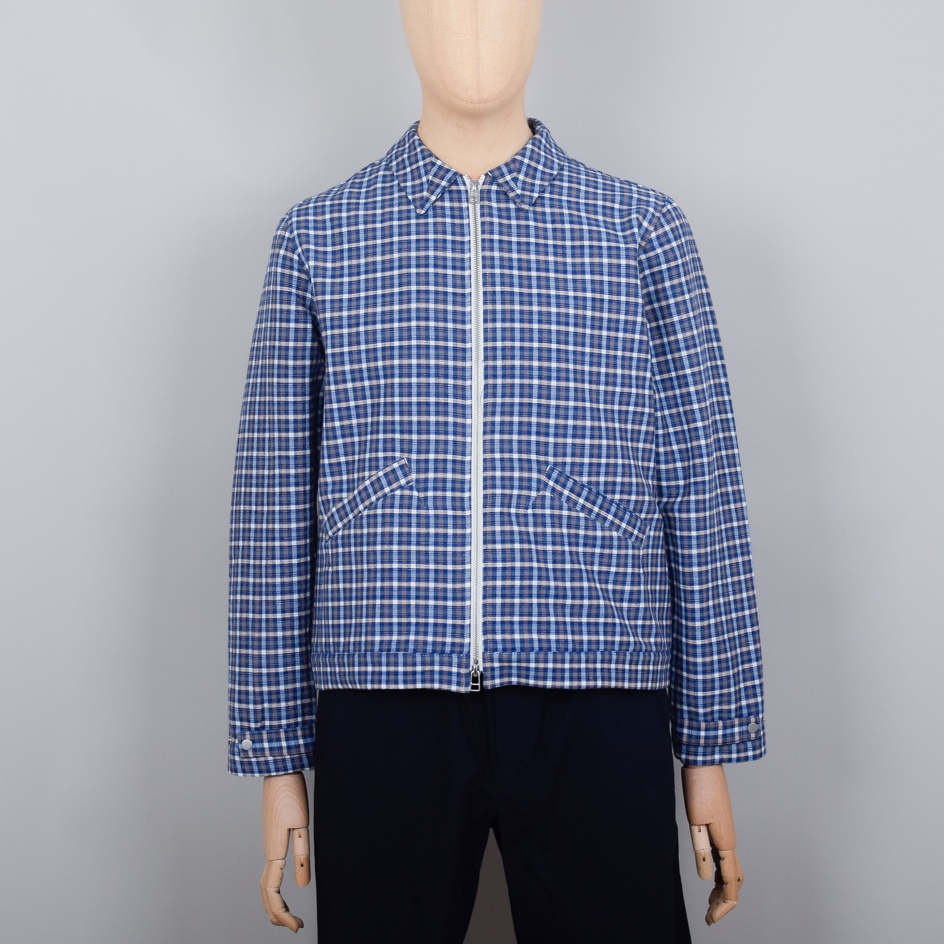 Folk Signal Blouson - Cobalt Linear Check