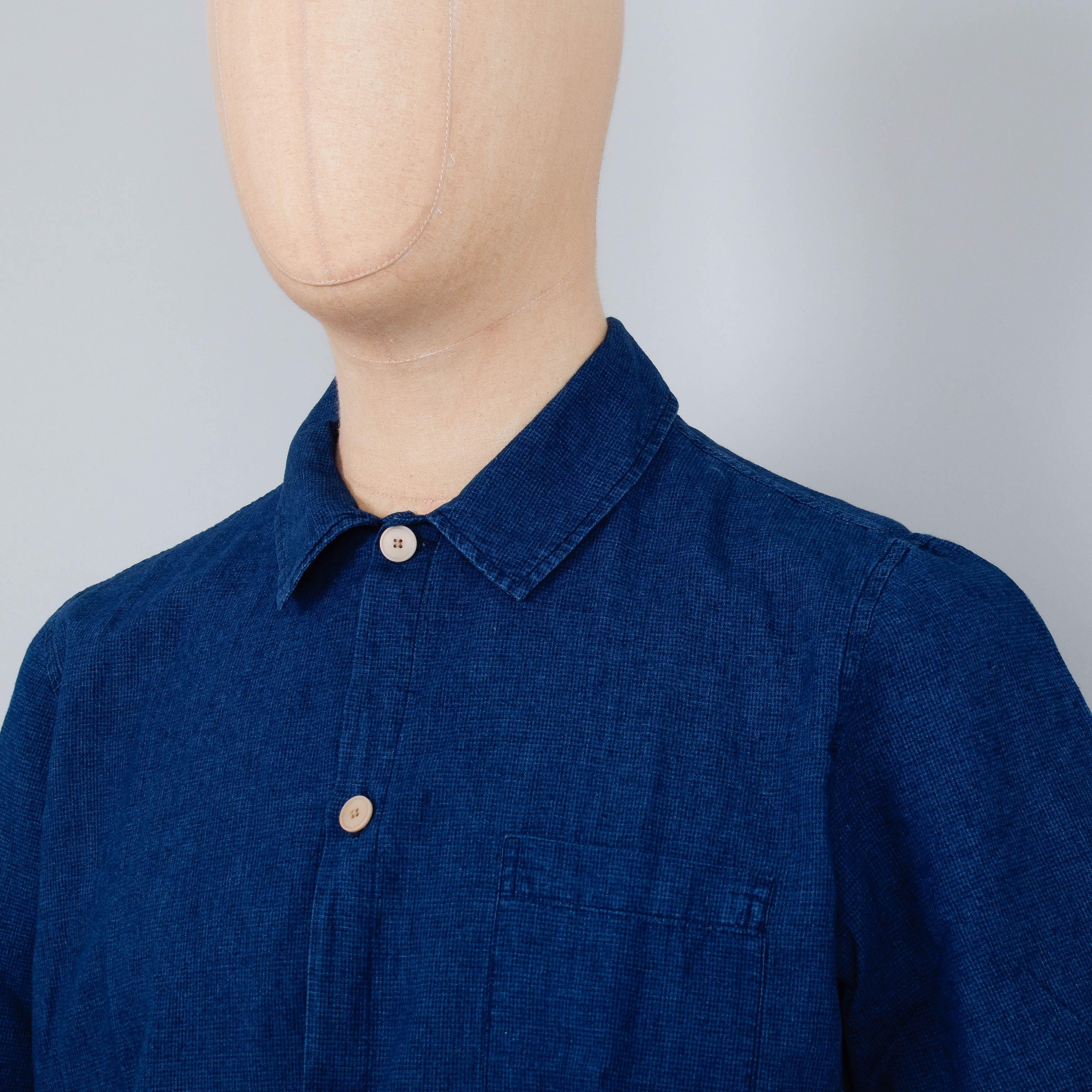 Folk Seoul Shirt SS - Indigo Micro Waffle