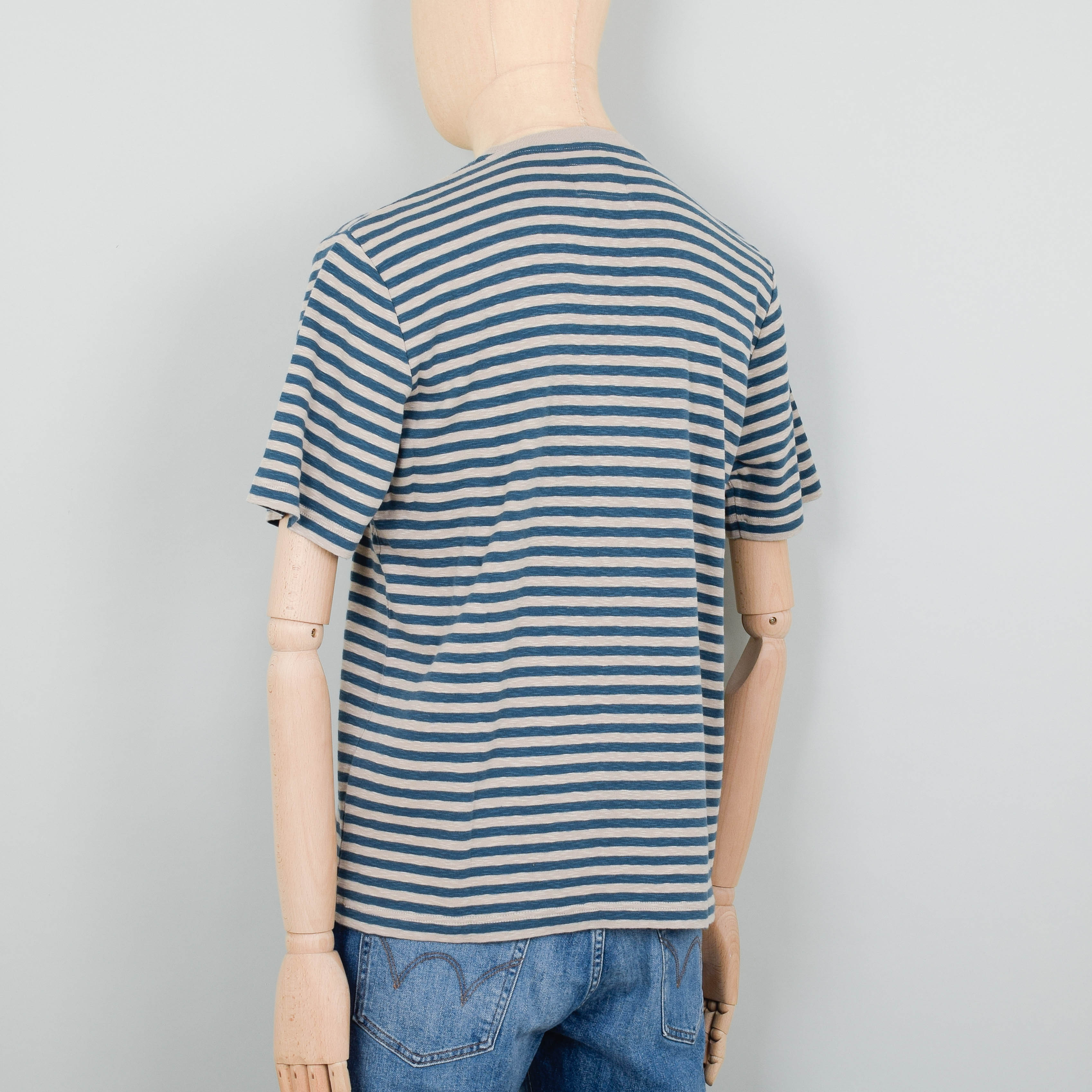 Folk Classic Stripe Tee -  Dark Cyan/Natural