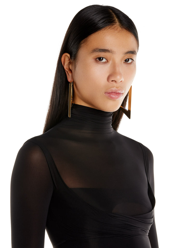 Stretch flou layered dress Black – Mugler Fashion official