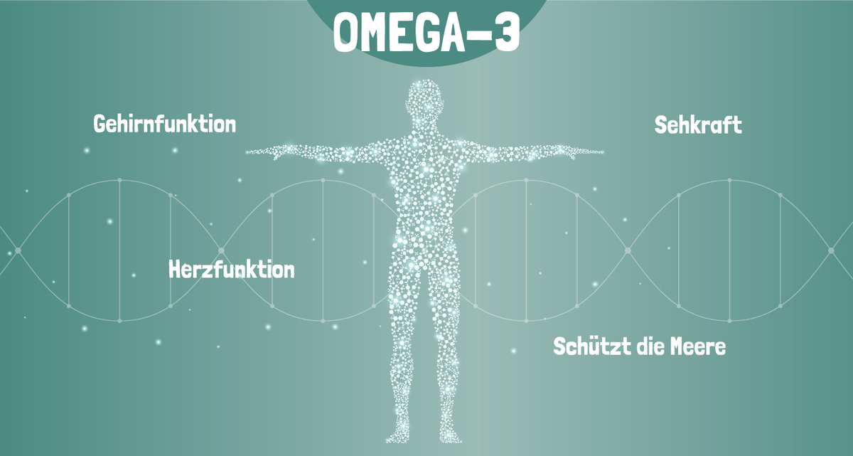 Omega-3: Gehirnfunktion, Sehkraft, Herzfunktion, schützt die Meere