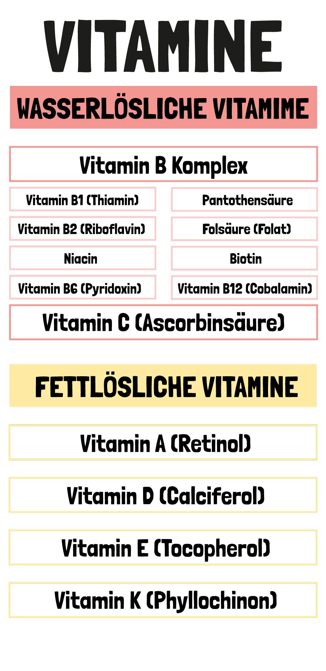Wasserlösliche vs. fettlösliche Vitamine